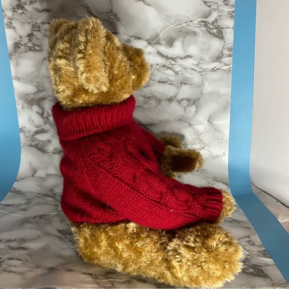 Vintage 18 Inch Teddy Bear Y2K Presidents Choice ‘Jaden’ Red Cable Knit Sweater - Picture 4 of 6